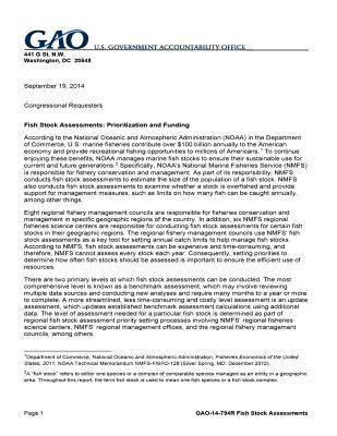 Full Download Fish Stock Assessments: Prioritization and Funding - U.S. Government Accountability Office | PDF